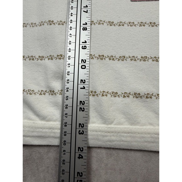 VTG Bonjour International White Floral Print Sweatshirt S Cottagecore French