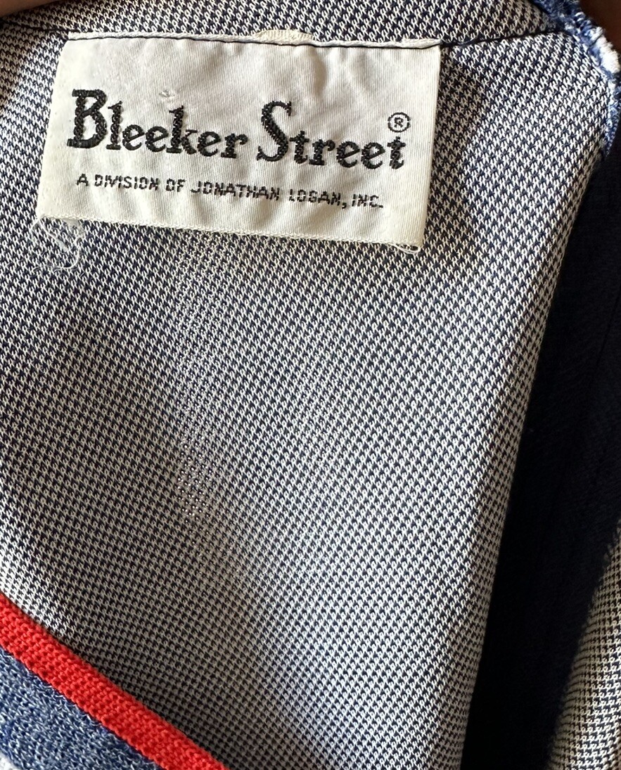 VTG 1960s Bleeker Street Drop Waist Blue Dress & Jacket XL Blue Red White