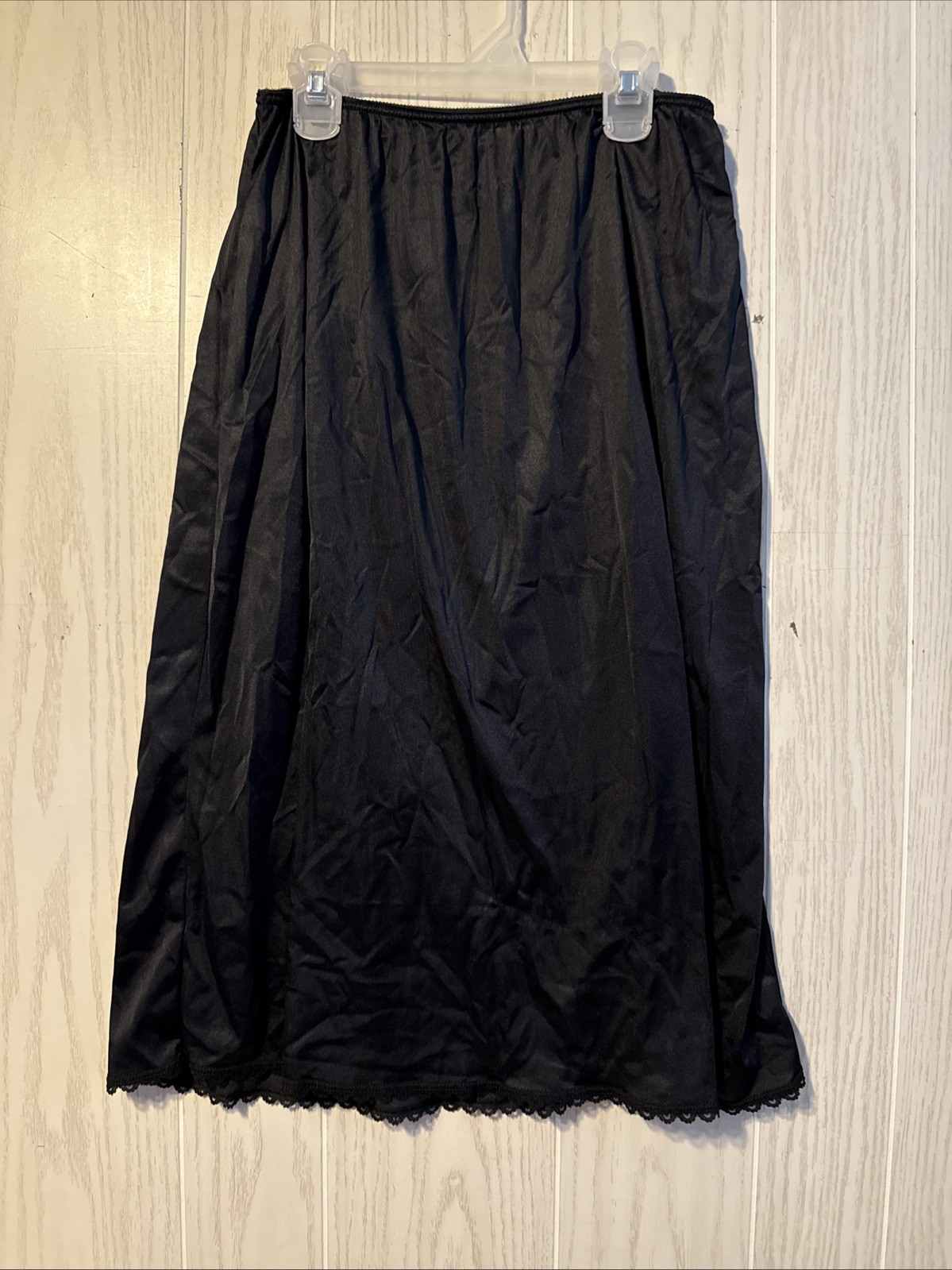Vintage Black Nylon Half Slip Warners Perfect Measure 55300 XL 27” A-line Lace