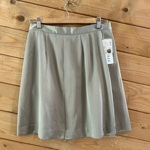 NWT IZOD Vintage Taupe Olive Green Seashells Wrap Skirt with 2 Pockets S 10