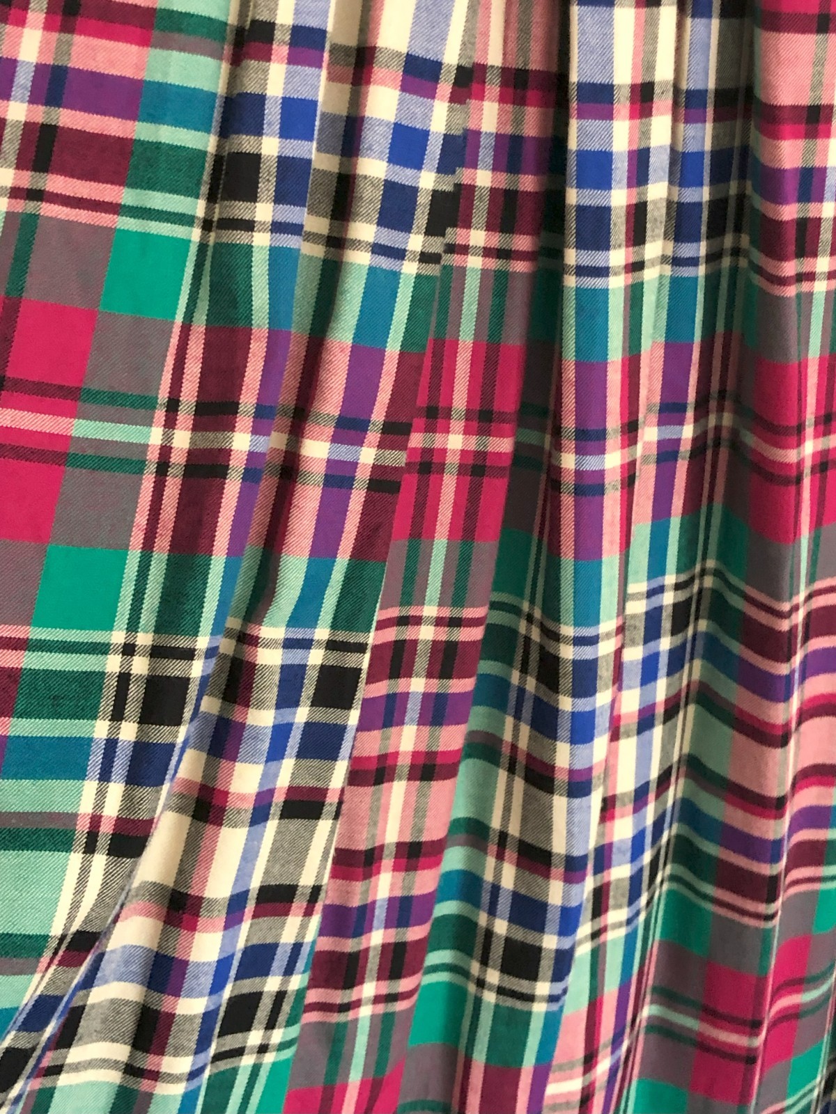 Vintage JG Hook Midi Skirt Plaid Black Pink Green Blue Cream Preppy 90’s Size 4