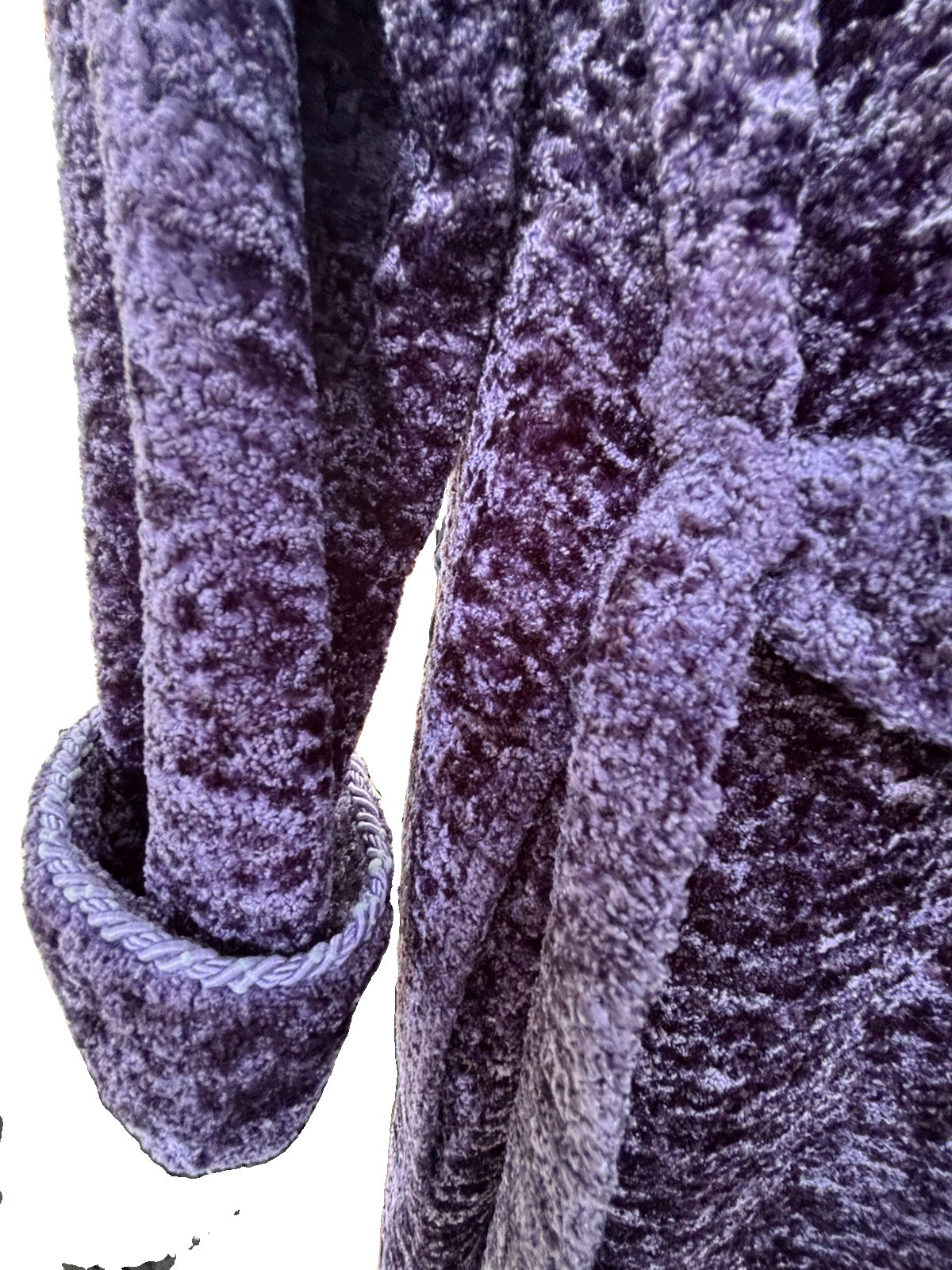 Vintage Diamond Tea Women’s Deep Purple Velour Robe W/Pockets Belted Tie Large