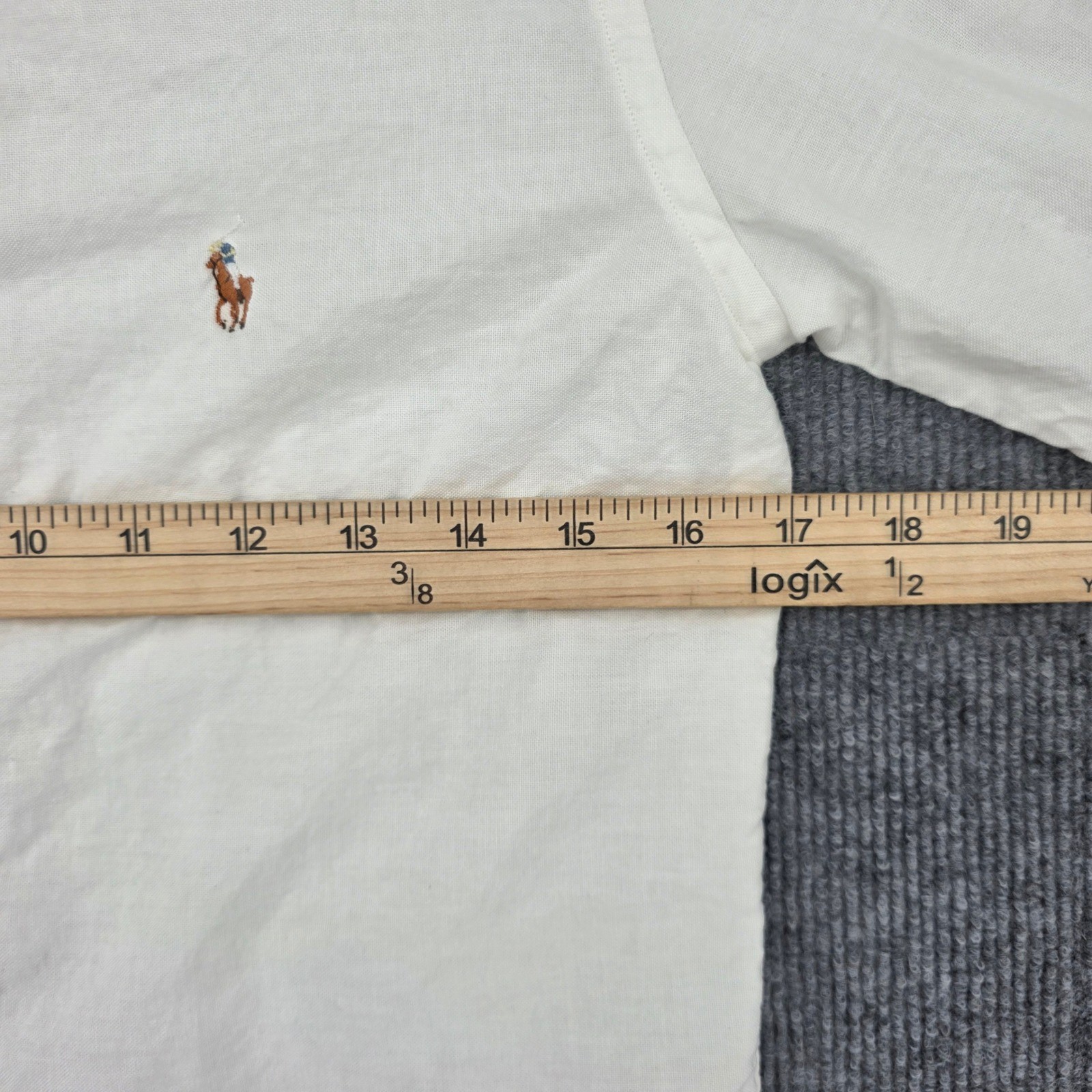 Ralph Lauren Women’s Cream Cotton Button Down Shirt Long Sleeve Logo Size 8
