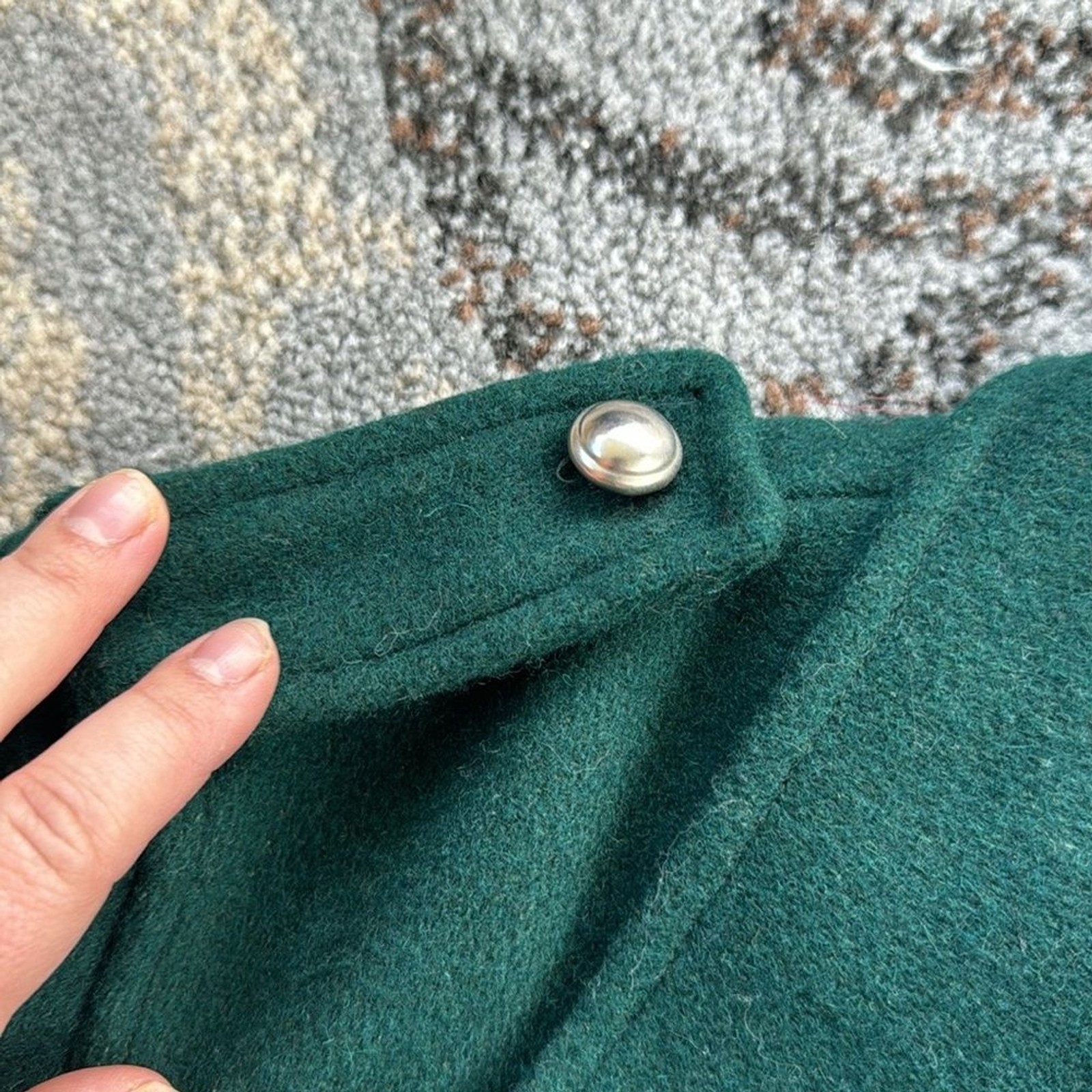 Vintage Bonjour Wool Peacoat Green Large