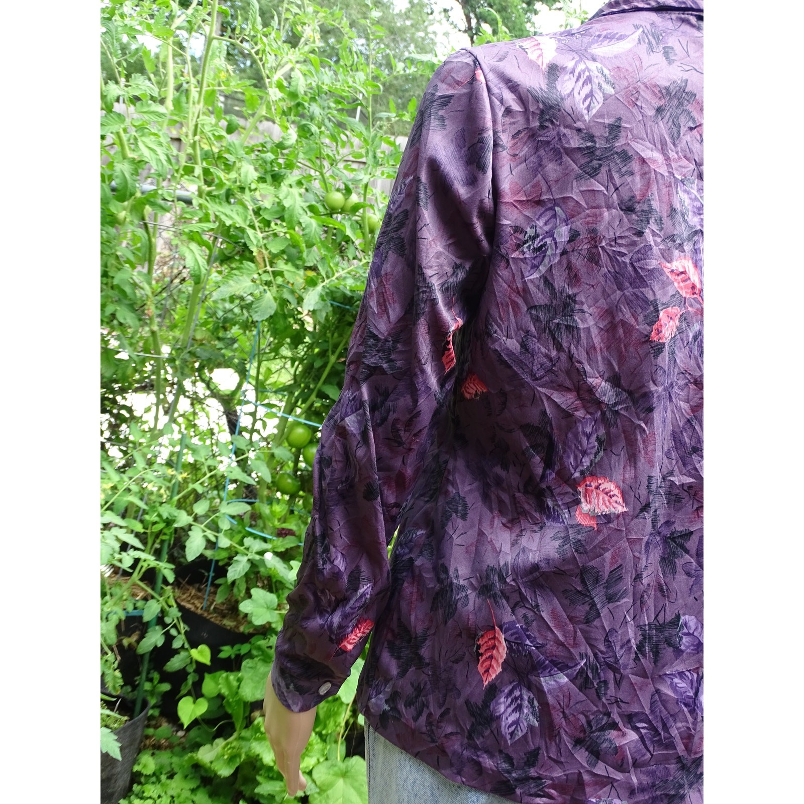 Bon Worth Vintage 90s Purple Floral Button Up Shirt Blouse Women Size 10 Small M
