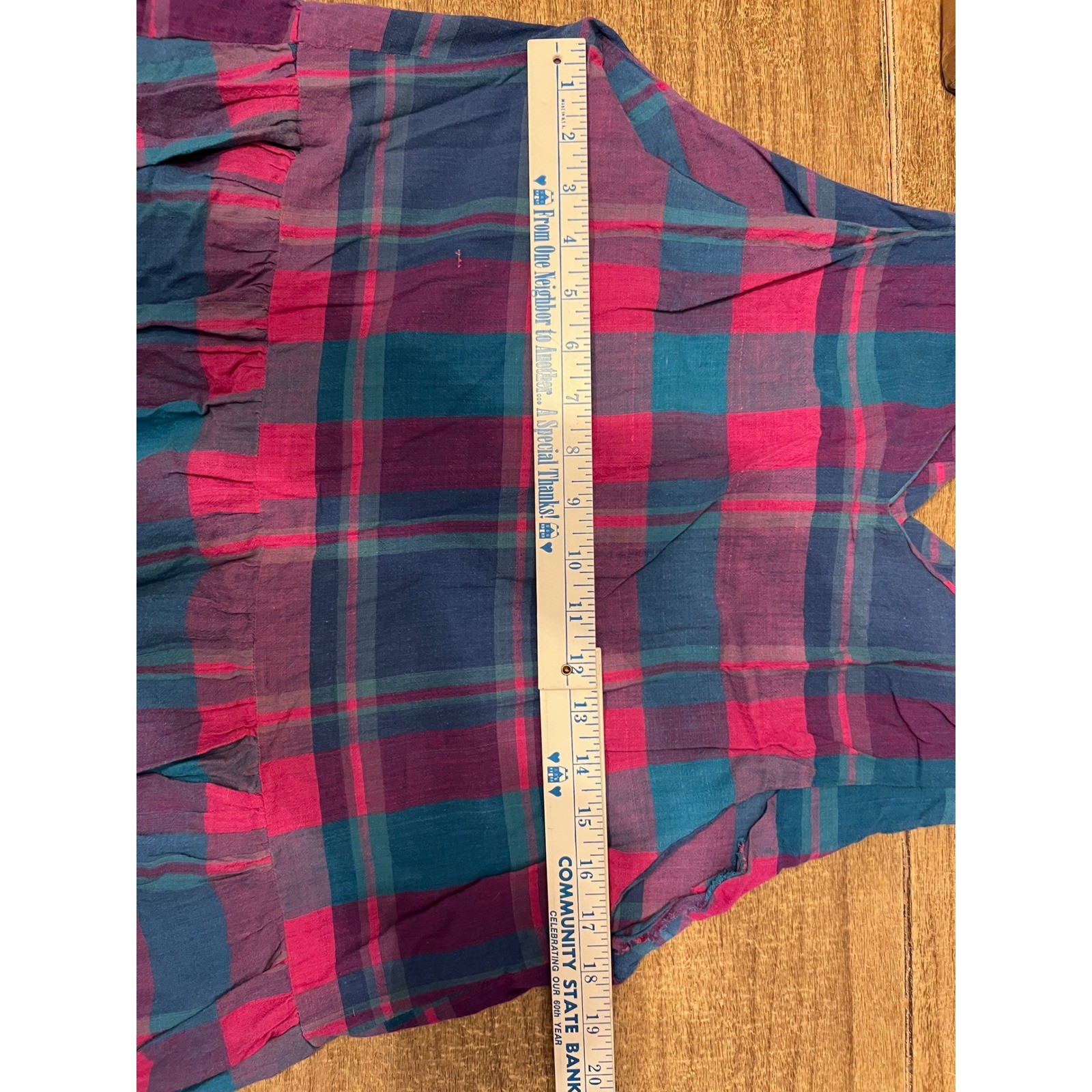 Vintage Unbranded Handmade Women’s Jumper Dress Pink Blue Plaid Country No Tags