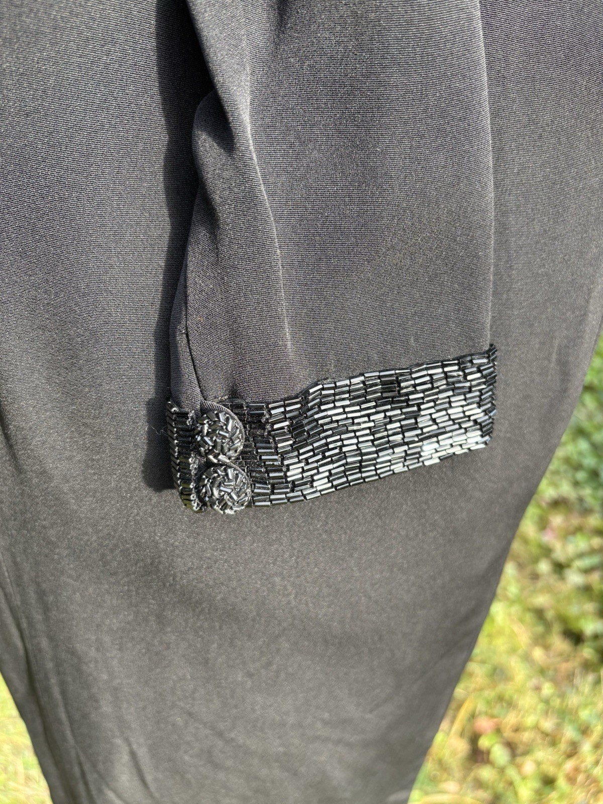 Albert Nipon Black Beaded Acetate Rayon Vintage Dress Size 8