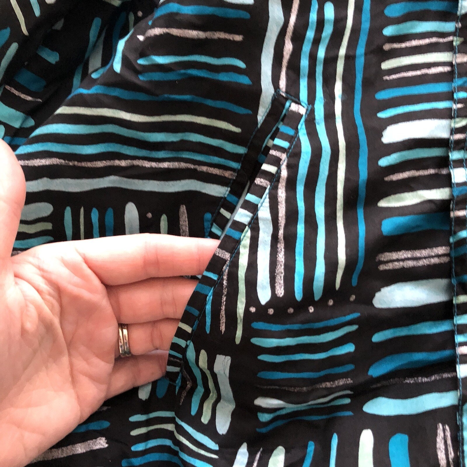 Silk Windbreaker Jacket Vintage Cervelle Blue Black Silver Size Large Lined