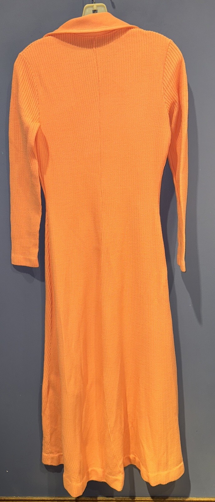 Medium Long Vintage Dress Long Sleeve 1/4 Button Collard, Peach Bobbie Brooks
