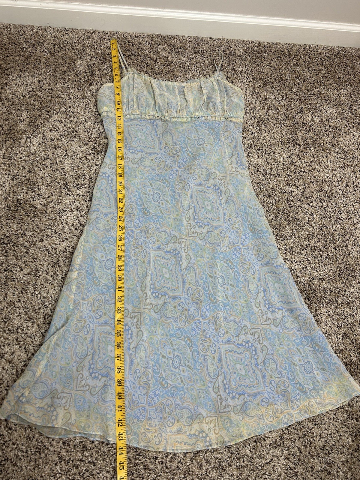 Vintage Express Paisley Milkmaid 100% Silk Dress Size 11/12 Y2K Fairy