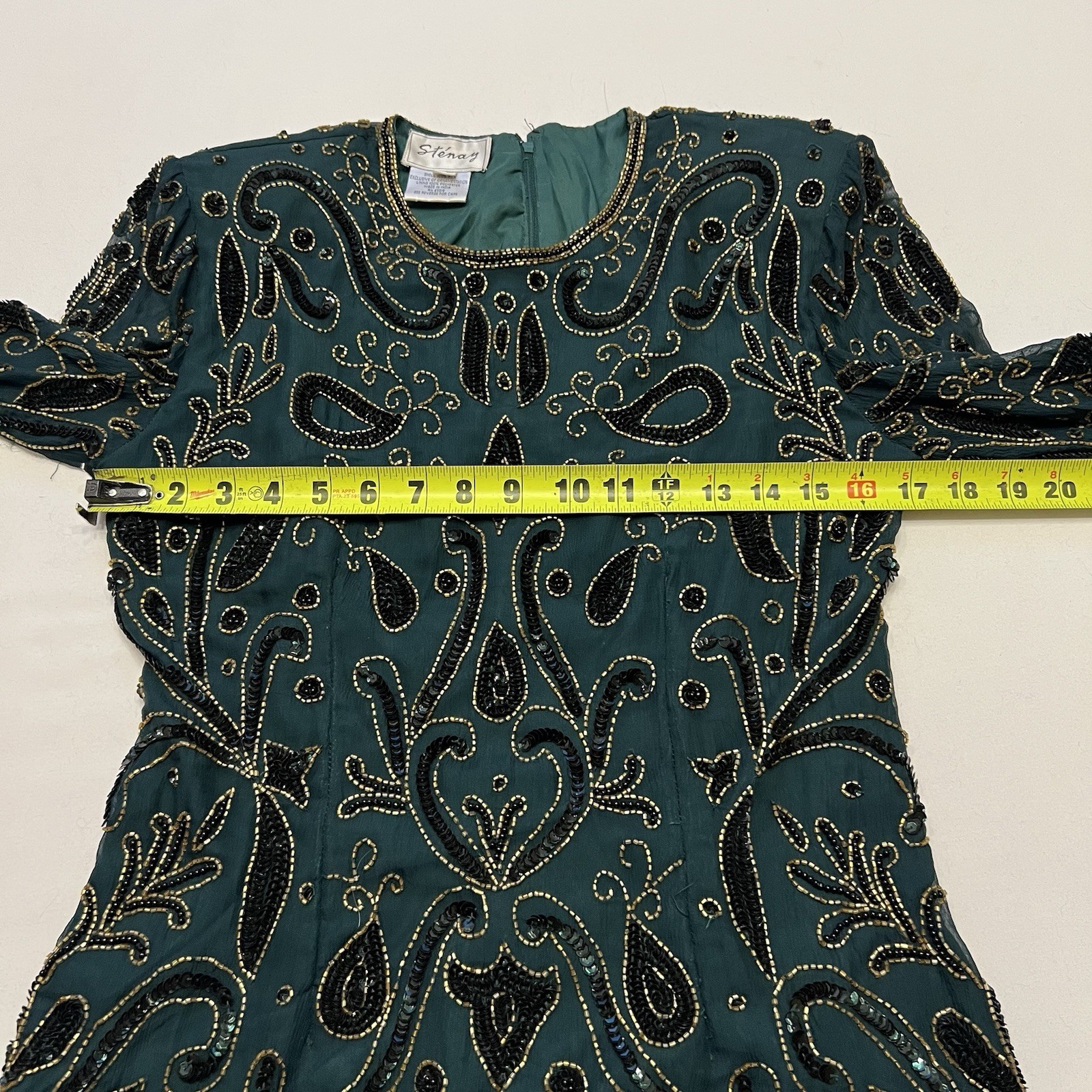 Vintage 80s Statement Beaded Blouse Size Medium Maximalist Glam Shoulder Pad Top