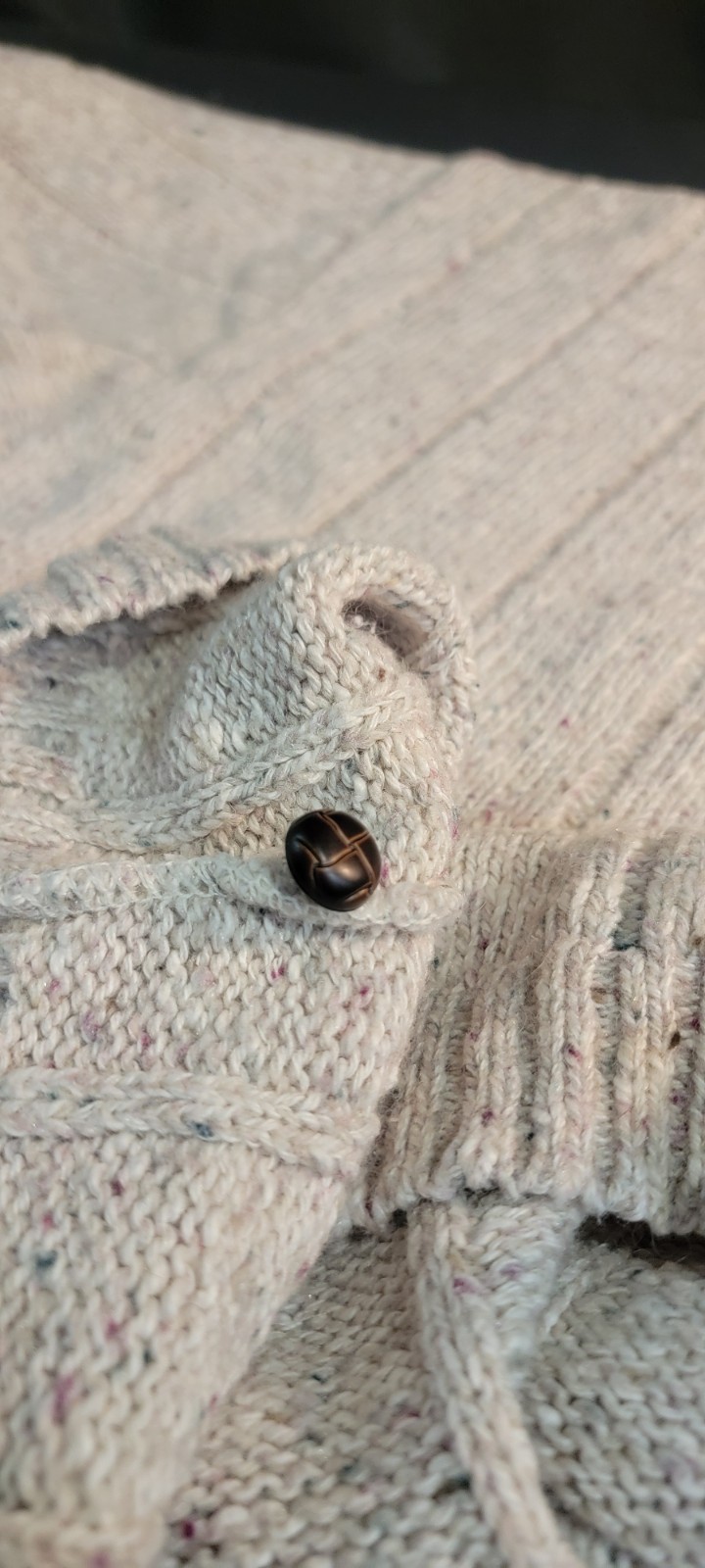 Vtg Northern Reflections Sweater Medium Cream Speckled Button Collar Earthy USA