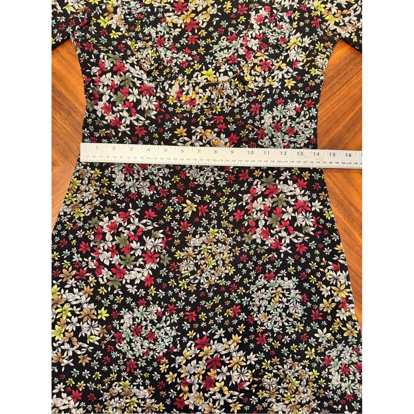 Topshop Floral Ruffle Mini Dress Black Multi Long Sleeve US 4 EU 36