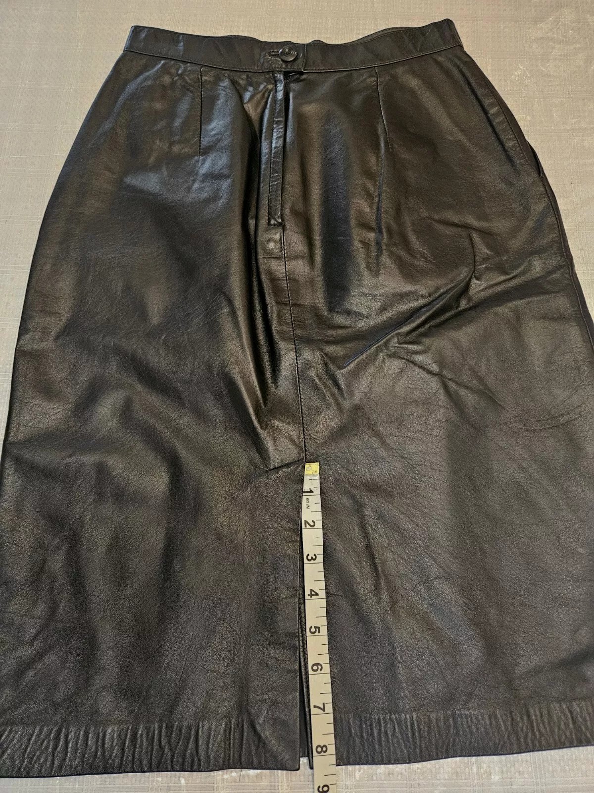 Vintage Wilsons Y2K Black Leather Pencil Slit Skirt (10) Punk Rock Grunge, Biker