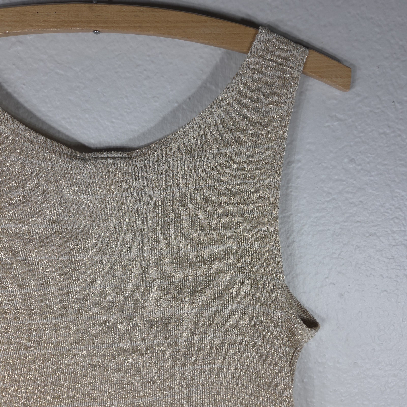 Vintage Matter Of Degrees Gold Metallic Knit Tank Top Size L Scoop Neck 90’s