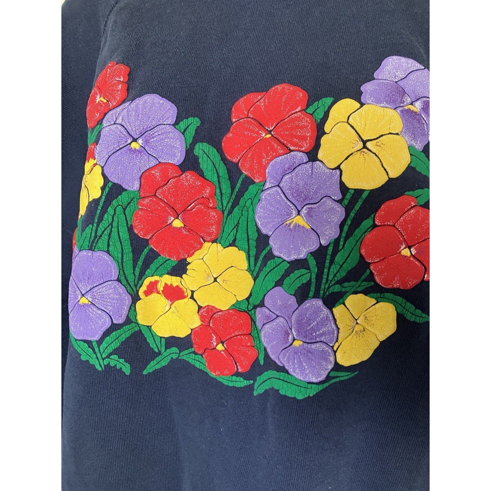 Vintage Blue Floral Barclay Square Hanes Sweatshirt With Collar Twee Size XL