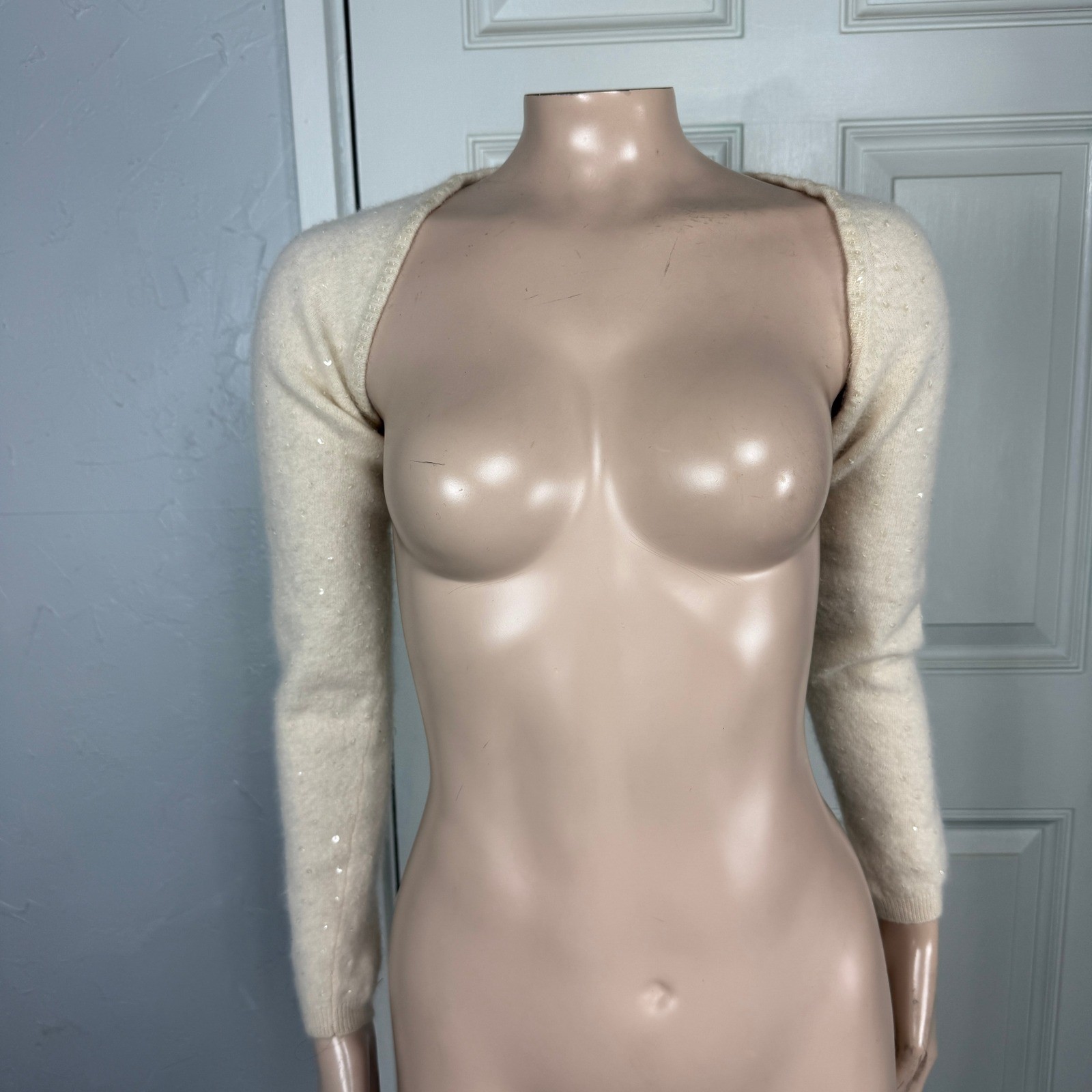 Vintage Y2K DKNY Women’s Sweater Small Bolero Mohair Sequin Cardigan L3-26