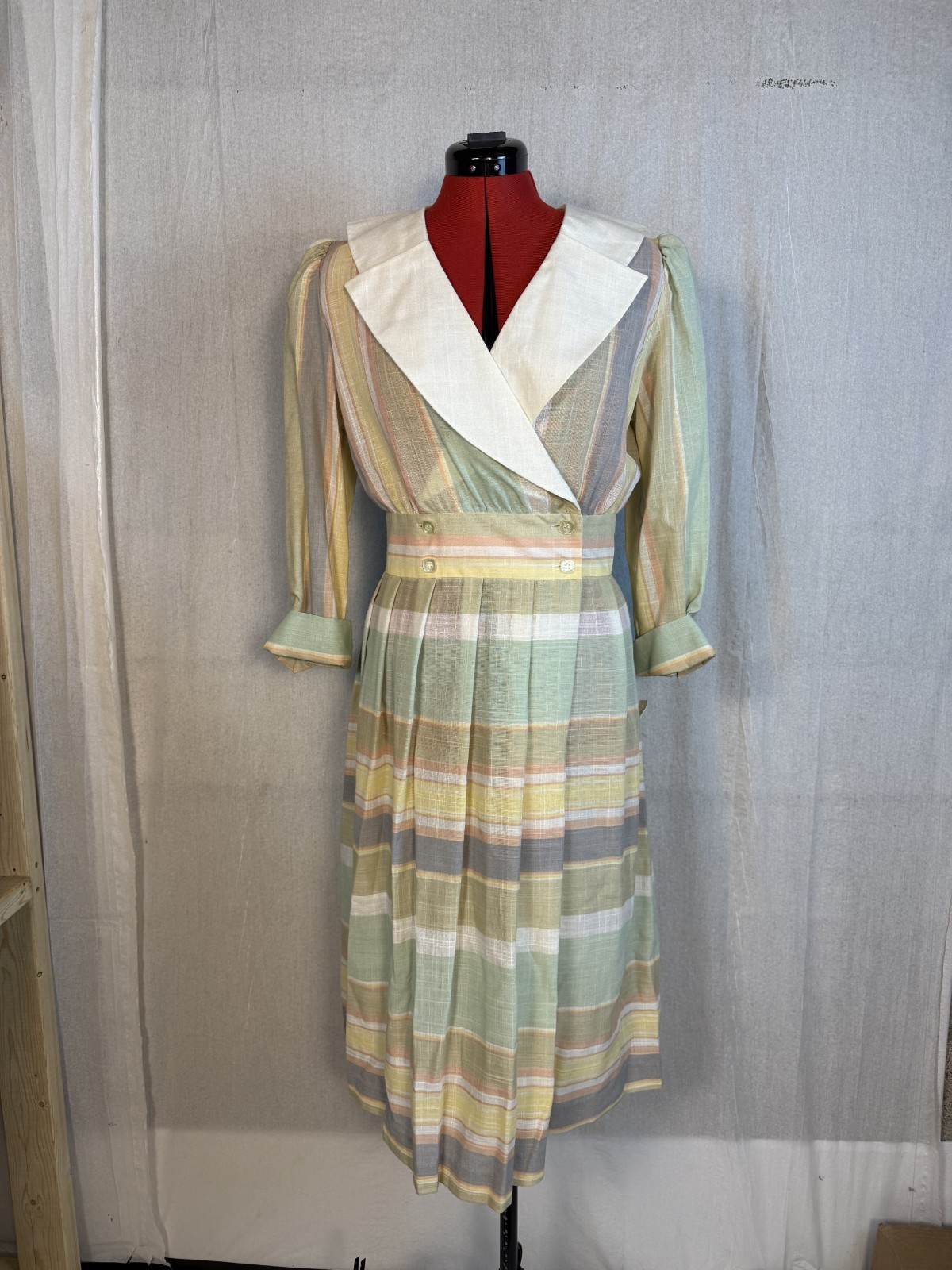 Impromptu Women Midi Dress Size 15 / 16 Vintage 80s Midi Pleated Deadstock F420