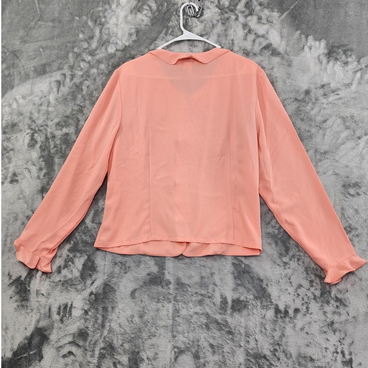 Vintage 90s Pendleton Top Womens 18 Orange Ruffled Long Sleeve Chiffon Office