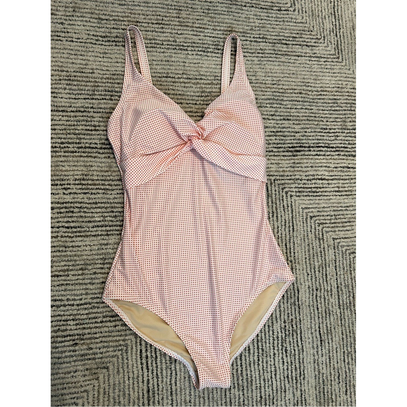 Betty’s Beach house Polka Dot Twist-Front One-Piece Swimsuit Pinup Retro XL 14