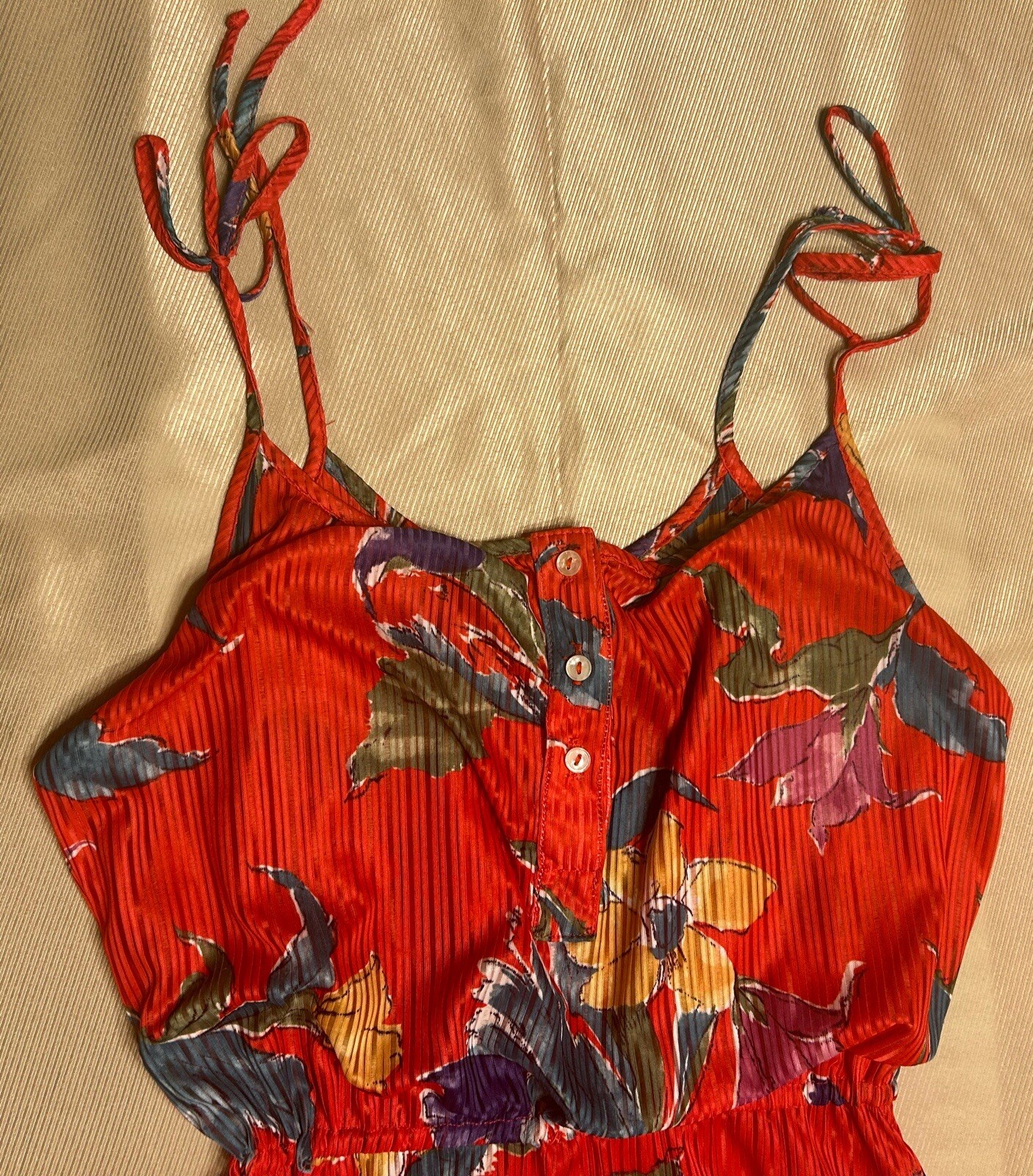 Byer Too! Women’s Red Vintage 70’s Floral Dress Size 10
