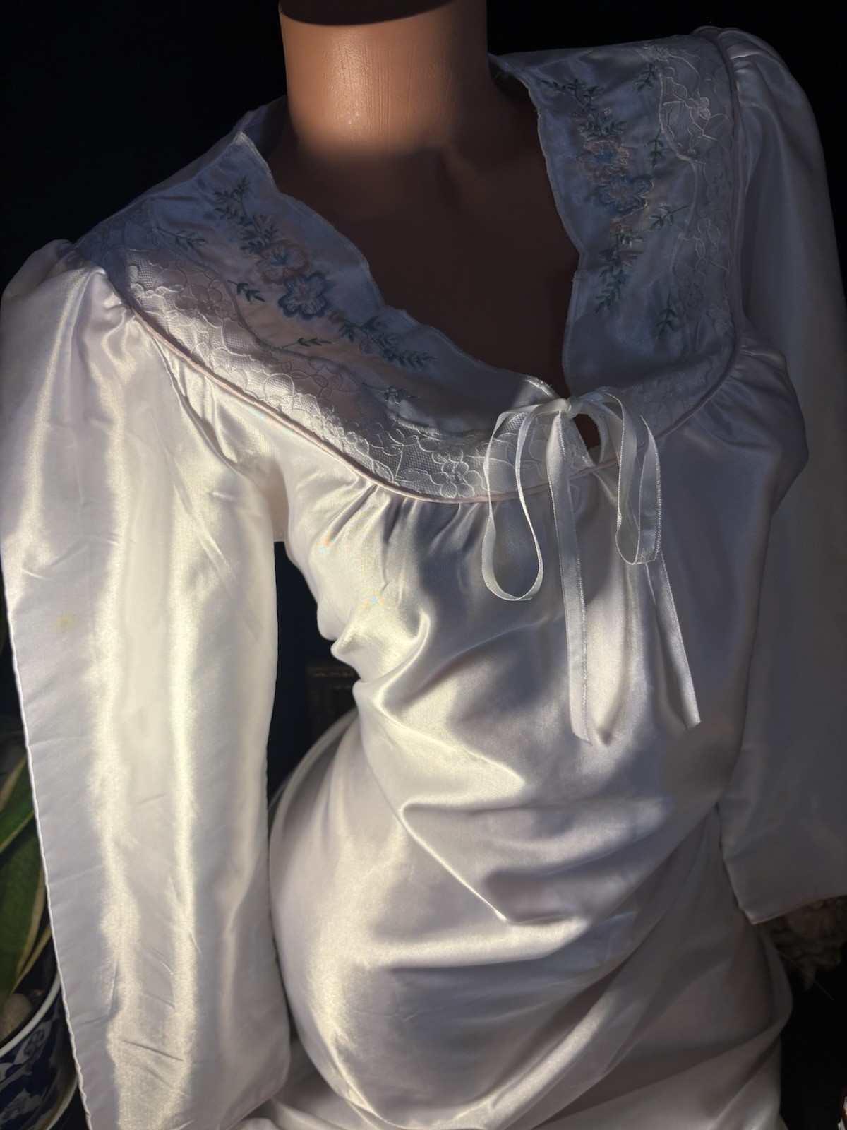Vtg Satin Shiny White Gown Long Nightgown Vtg Sexy Anastasia Nightgown Long Gown