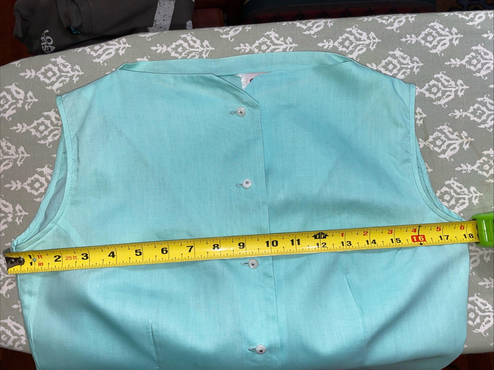 Vtg 40s 50s Light Teal Fritzi Of California Sleeveless Cotton Summer Blouse