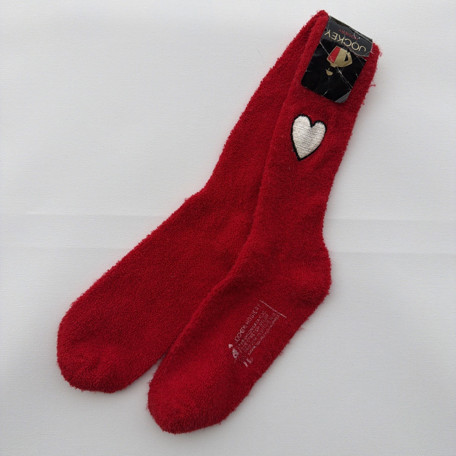 VTG Socks Women’s 9-11 Jockey Hosiery 80s 90s Heart Logo Red NOS USA Crew Terry.