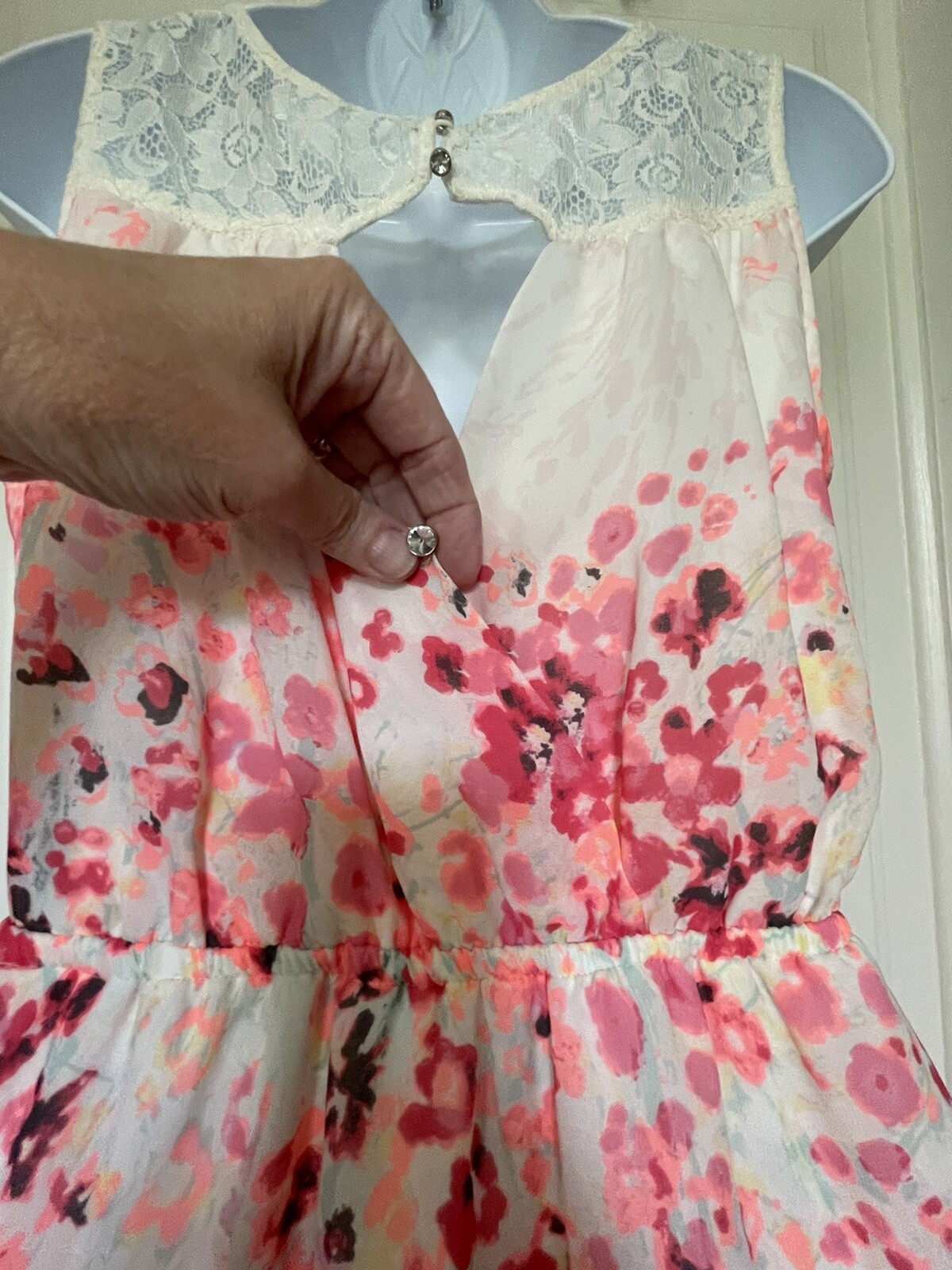 Vtg Y2K 90s 00s Candies Dress Sz S or M Sheer Flowy Coquette Watercolor