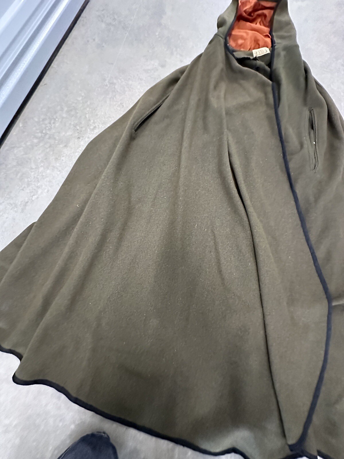 Vintage 60s Queen Of The Capes Country Place Wool Cape Green Rare