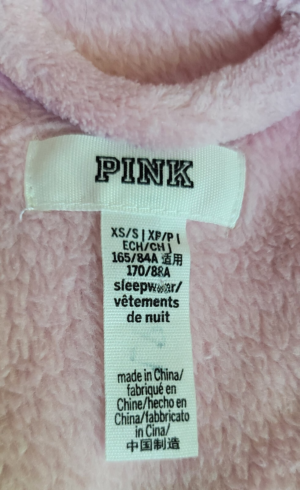 Victorias Secret PINK Plush Logo Wrap Short Soft Cozy Plush Robe Light Pink XS/S
