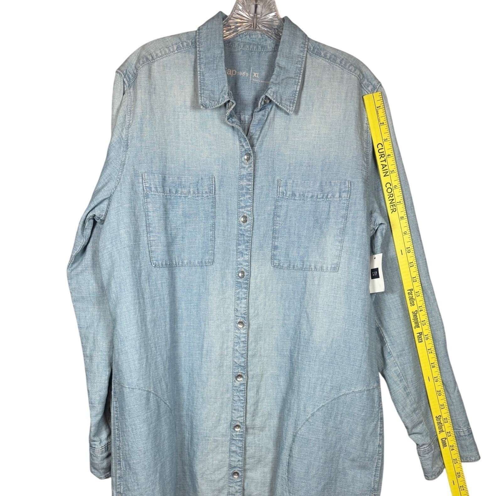 NWT GAP Women’s 1969 Linen Denim Shirtdress, Light Indigo, Size XL