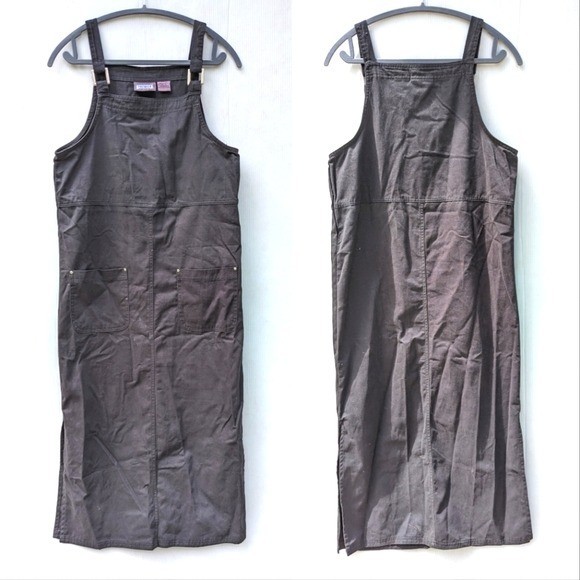 VINTAGE black 100% Cotton pinafore overall jumper dress prairiecore