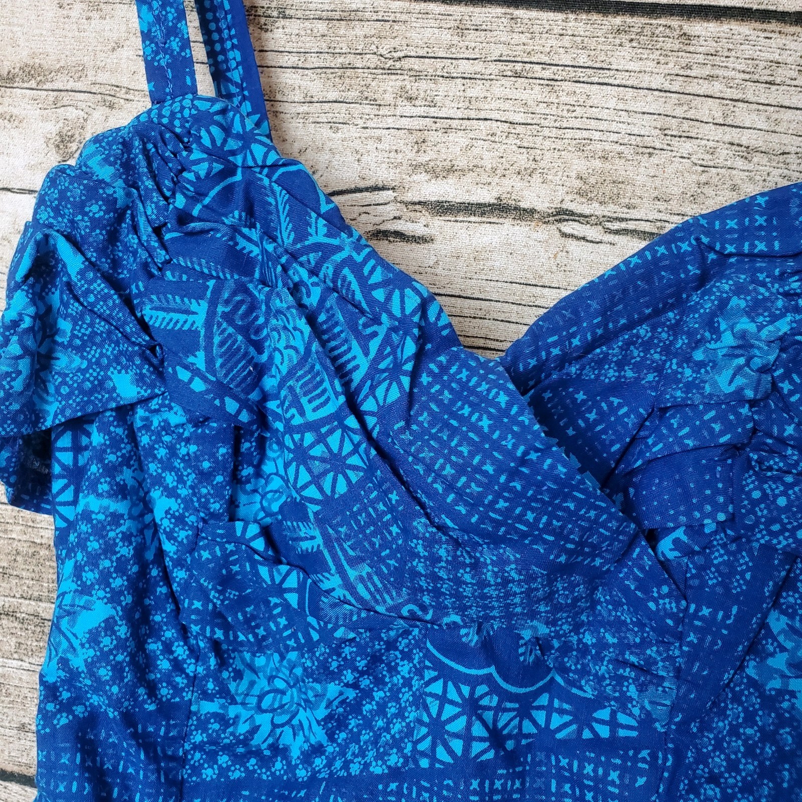Swimsuit VTG Catalina 50s 60s Dazzling Royal Blue Batik Rouched Lined Sz 10/32