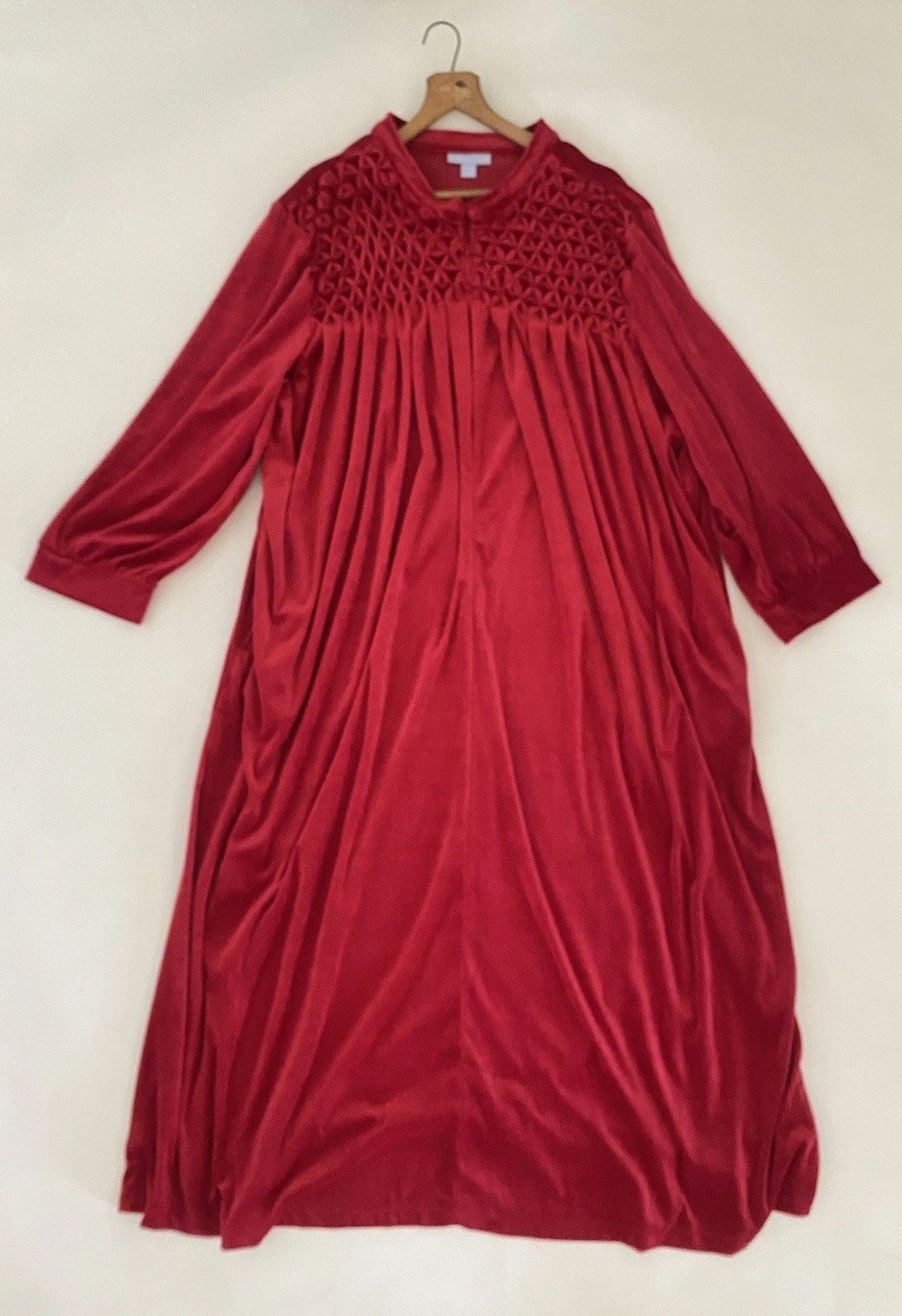 Vintage 90s Robe House Dress Red Heavy Velvet Only Necessities Sz 5X 38 / 40 EUC
