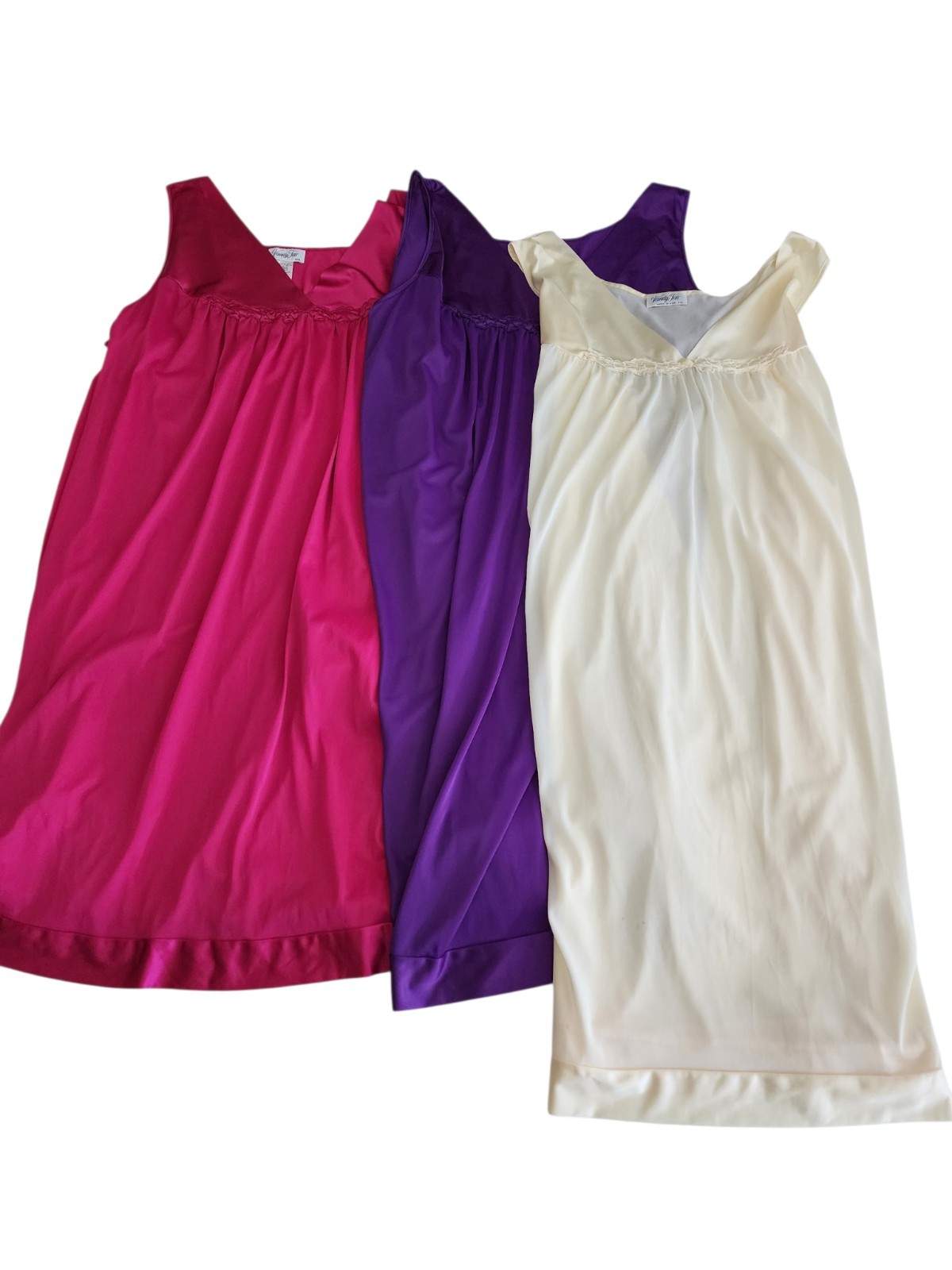 VINTAGE LOT OF 3 VANITY FAIR FULL BUST NYLON NIGHTGOWNS, SIZE 2X