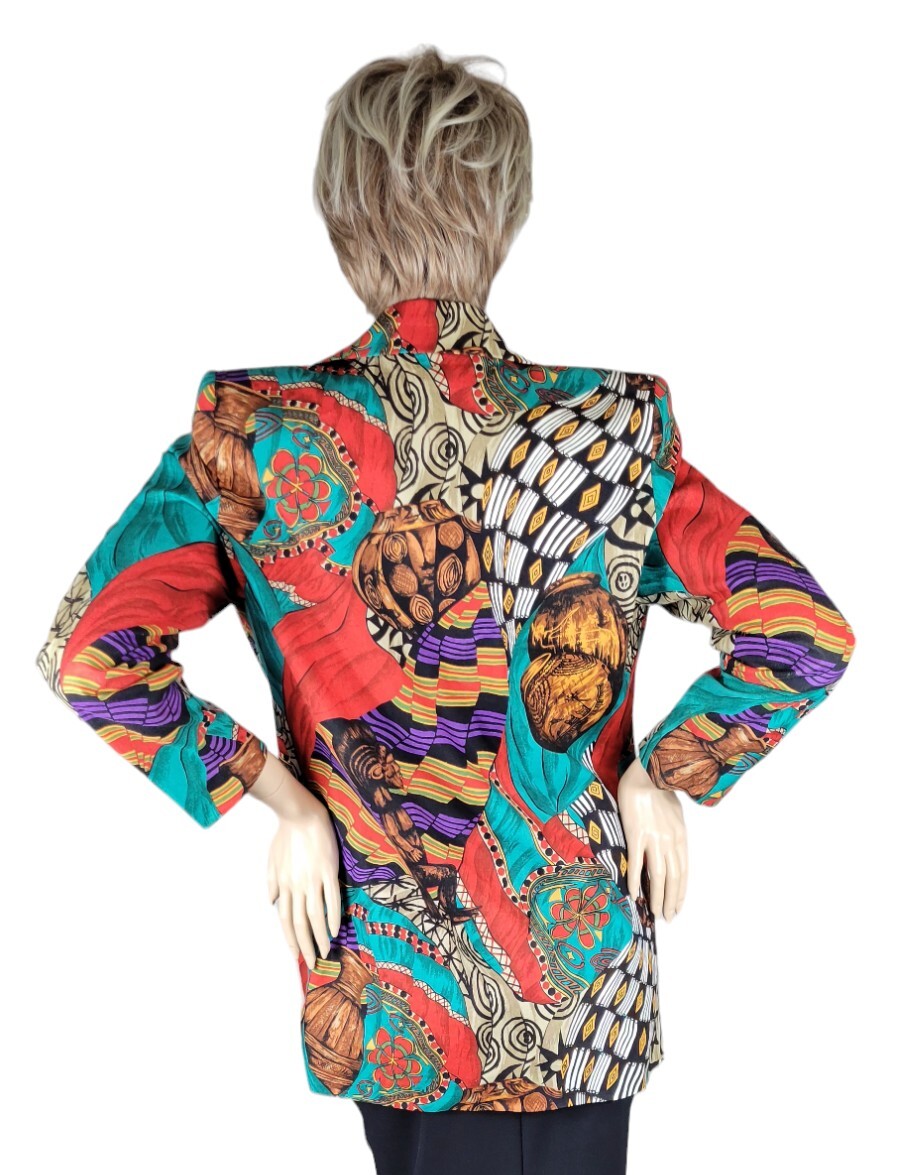 Vtg Sharon Young Sportswear Women’s Southwestern Aztec Western Linen Blazer Sz S