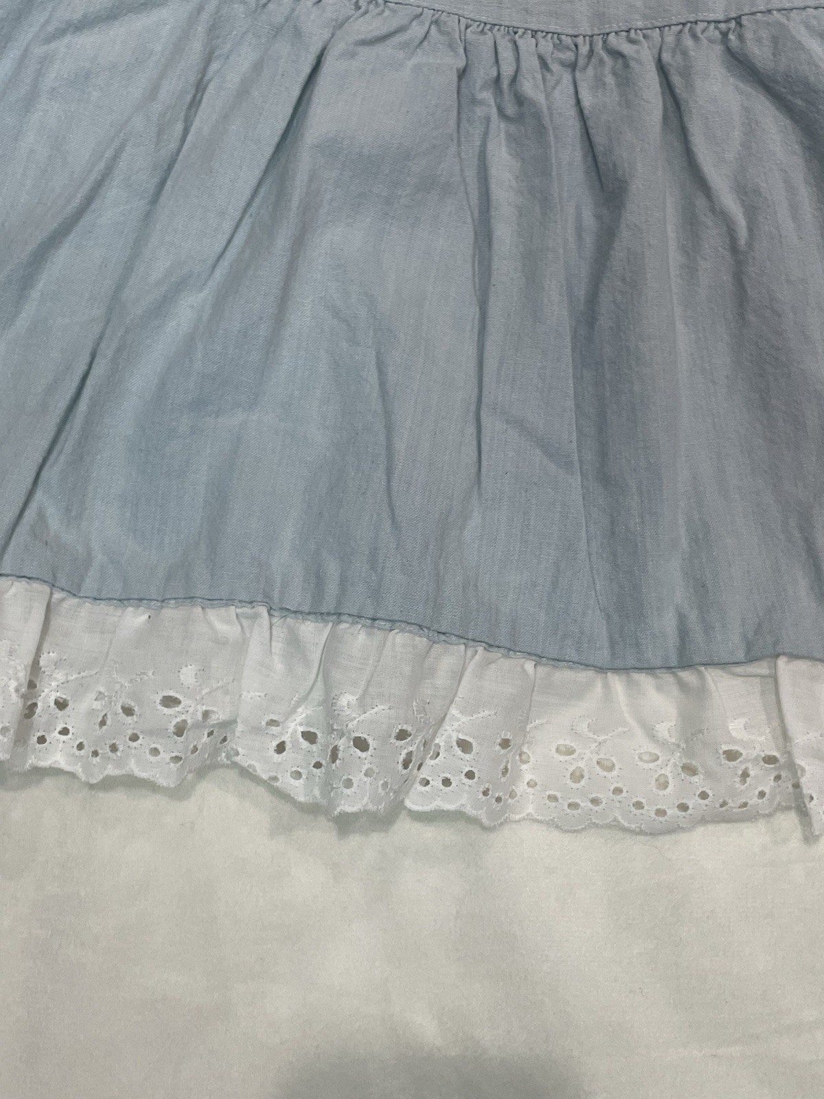 Tarazzia Vintage Midi A-line Skirt Light Denim With White Lace Whimsical