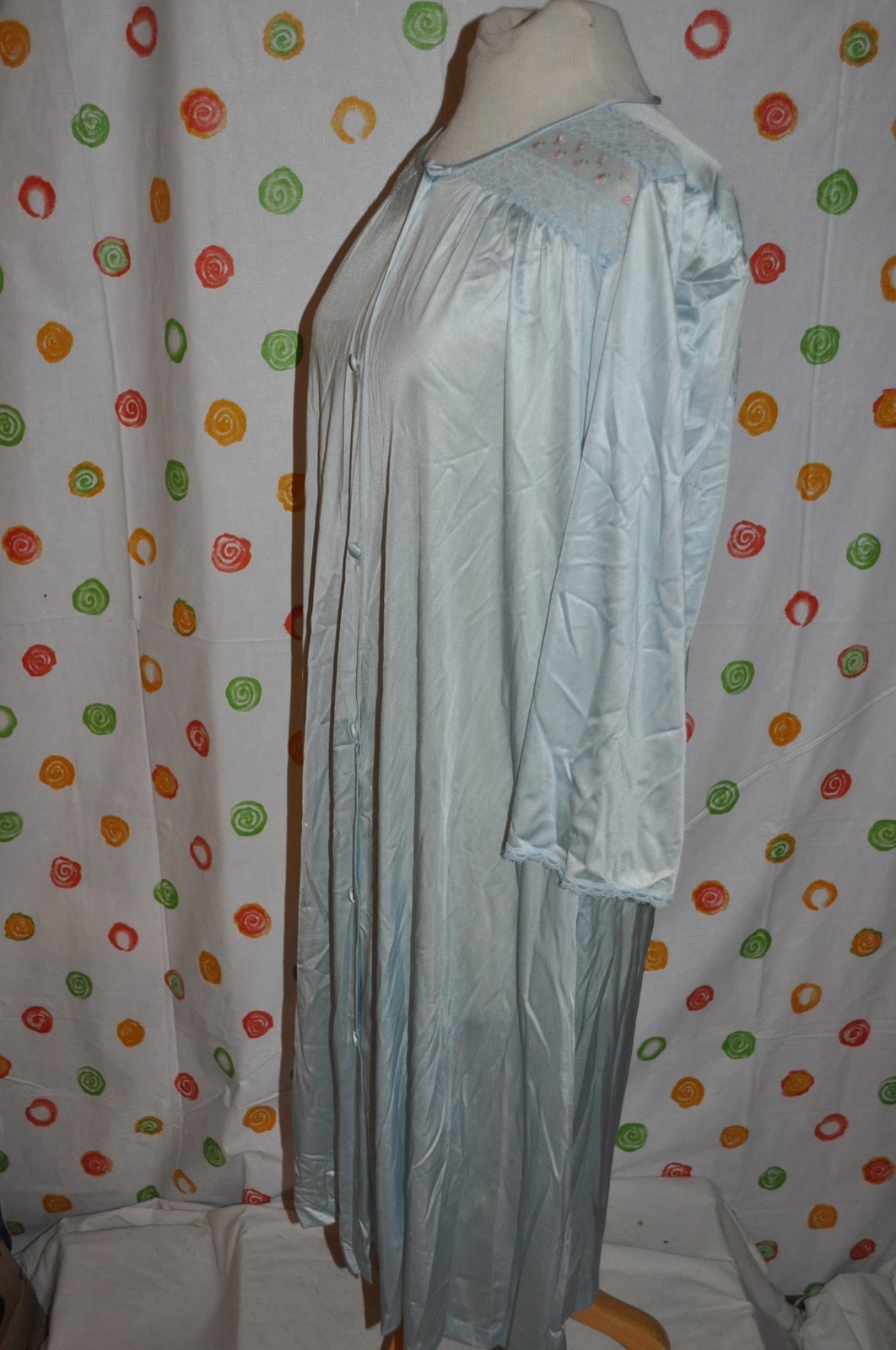 Vintage VANITY FAIR women’s Large BELOW KNEE HOUSECOAT DUSTER robe USA EUC