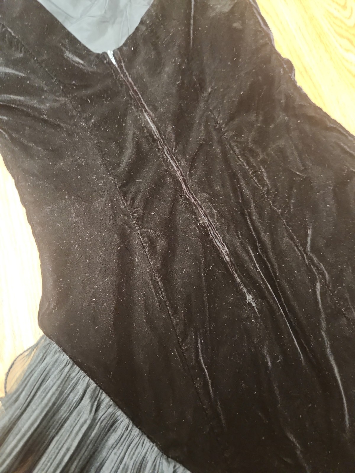 Vintage Karen Okada Climax Asymmetrical Sheer Ruffle Sleeve Dress Black Velvet 8