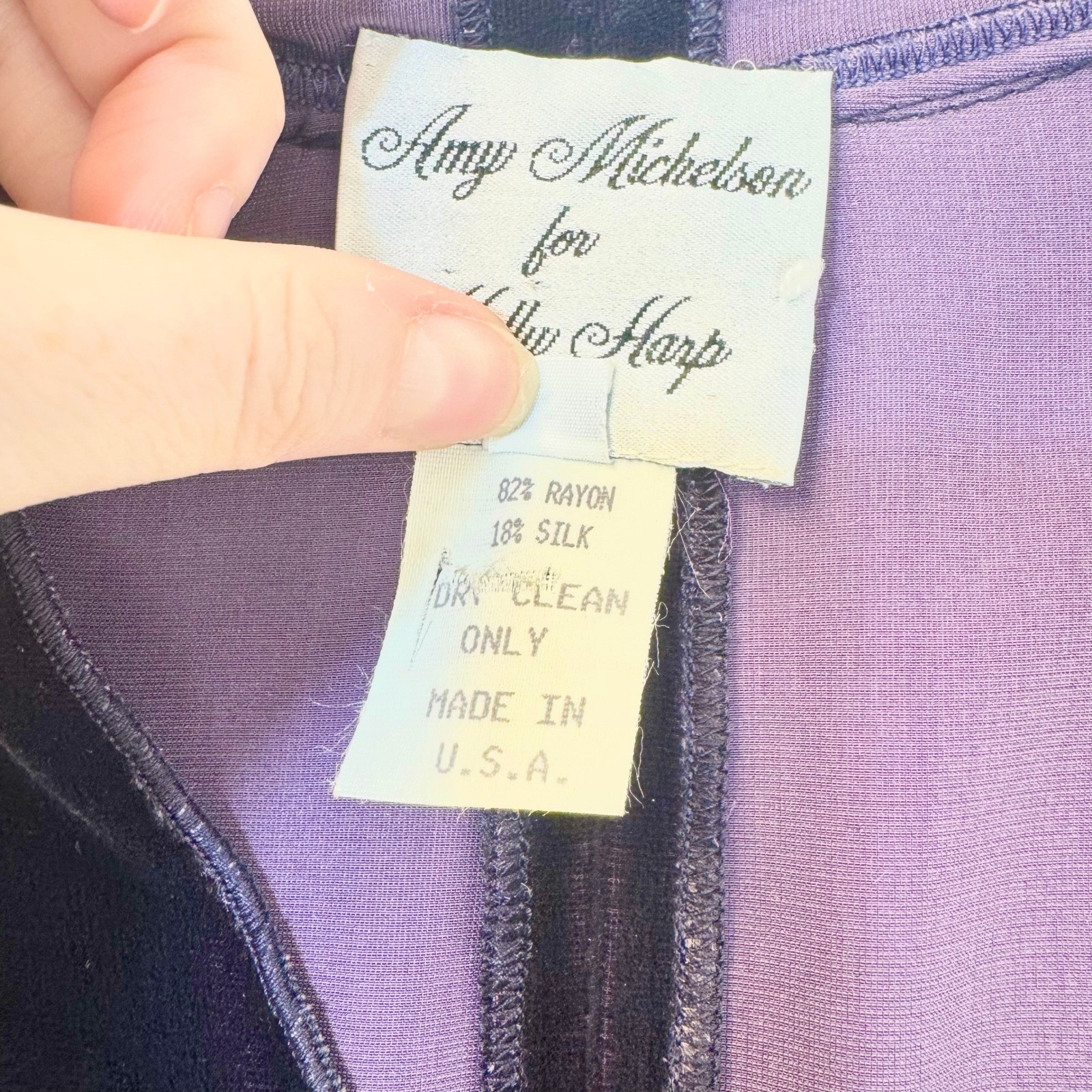 VTG Holly Harp Purple Silk Velvet Rosette Jacket Top Romantic Whimsy Small