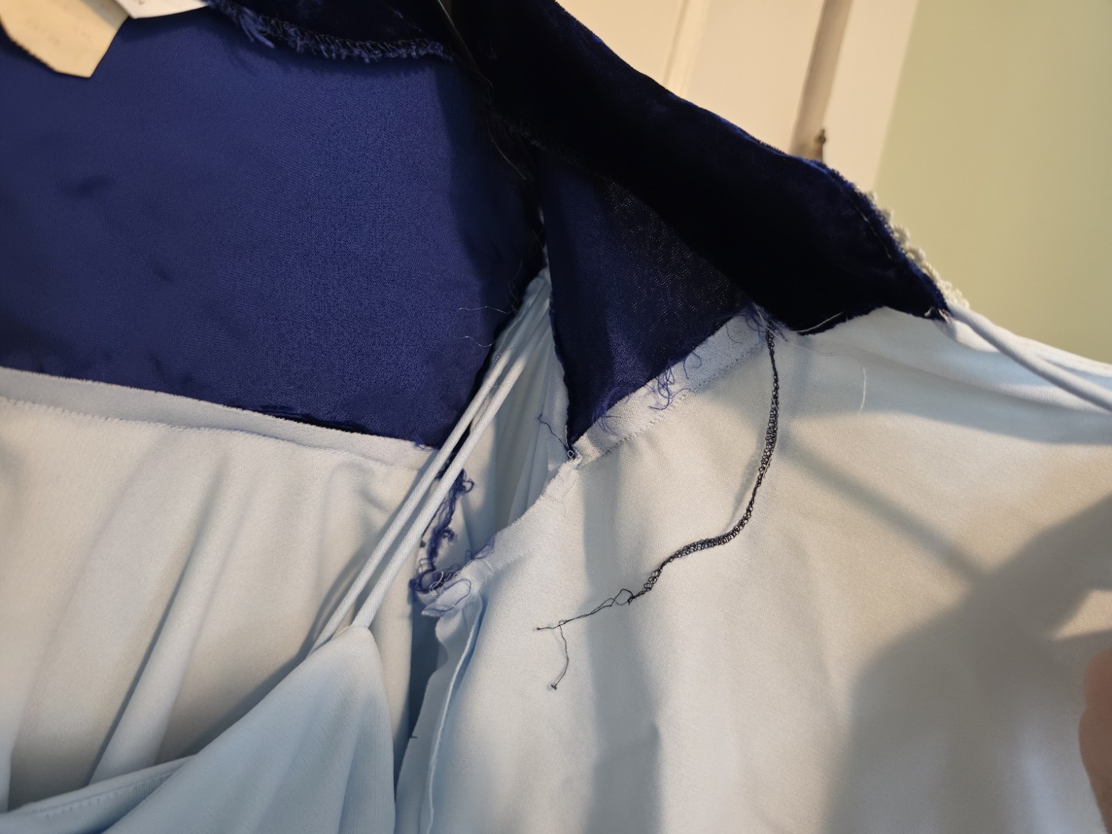 Vintage Montgomery Ward Rayon Velvet Blue 2 Piece Dress – See Tag For Size