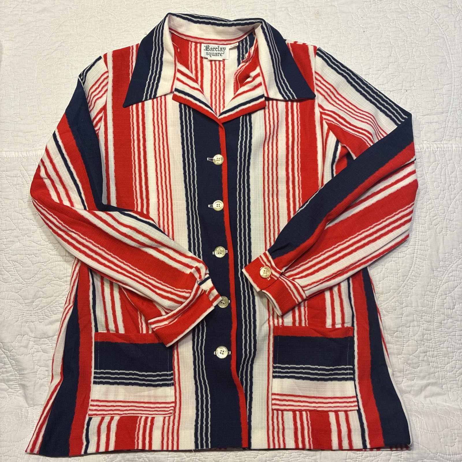 Vintage Barclay Square Striped Button-Up Jacket