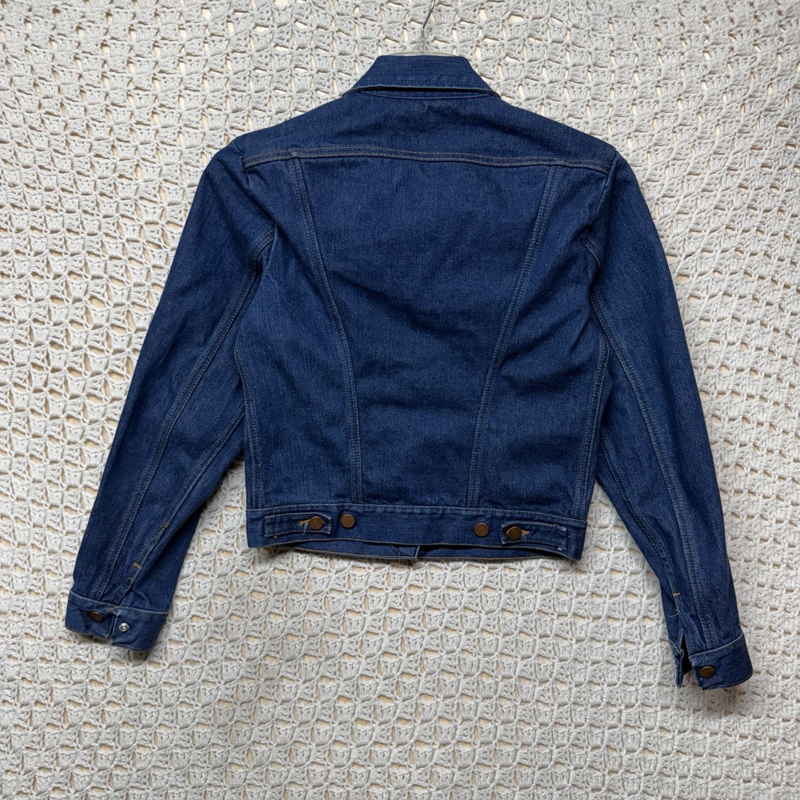 Vtg 70s Wrangler Jean Jacket Women Sz 38 M Blue Denim Western Cowboys USA Made