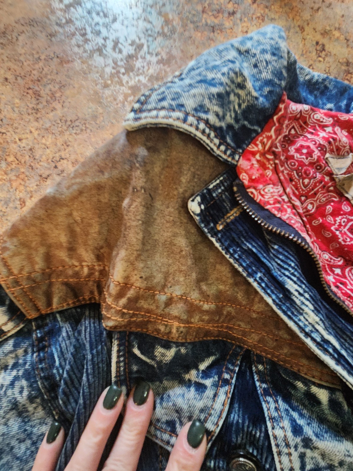 Vintage 80’s Giacca by J. Gallery Acid Wash Jean Jacket w/Leather/Corduroy Sz L