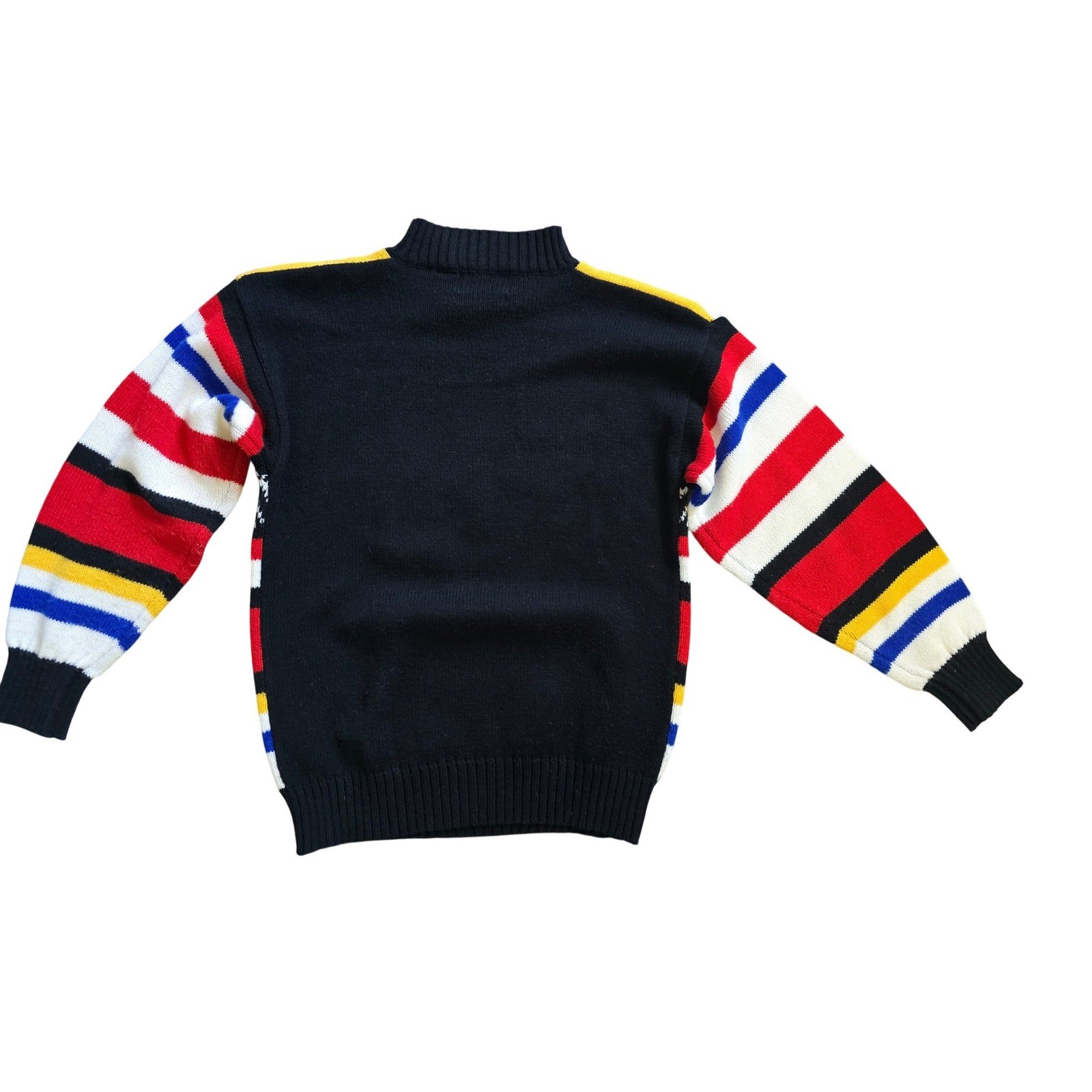 Vintage colorful Sweater Womens M Design zone 1980s red yellow stripes geometric