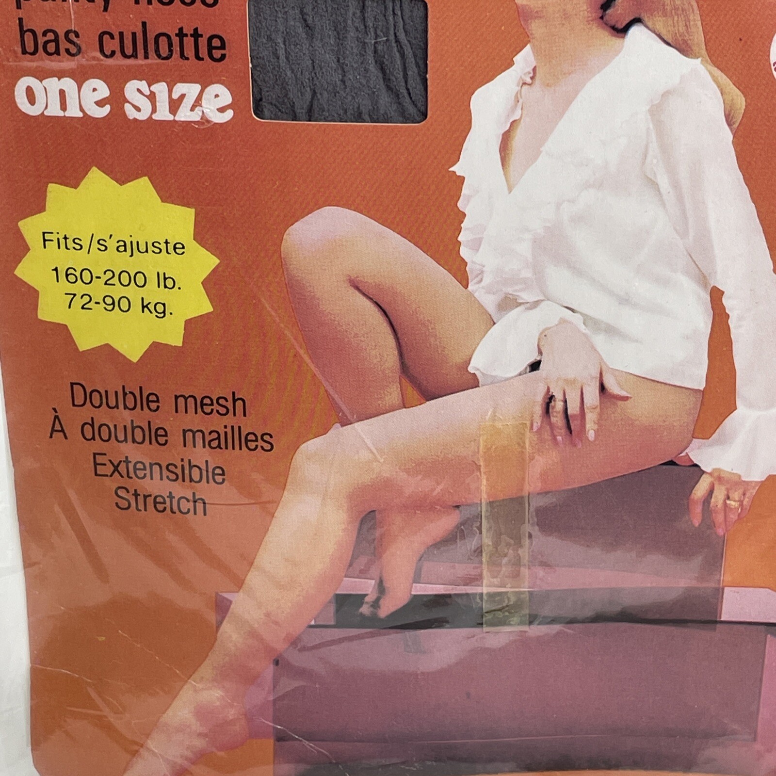 Vintage 1970s Pantyhose Agnetha Faltskog Model Singer SZ 3XL Grey Gray Color