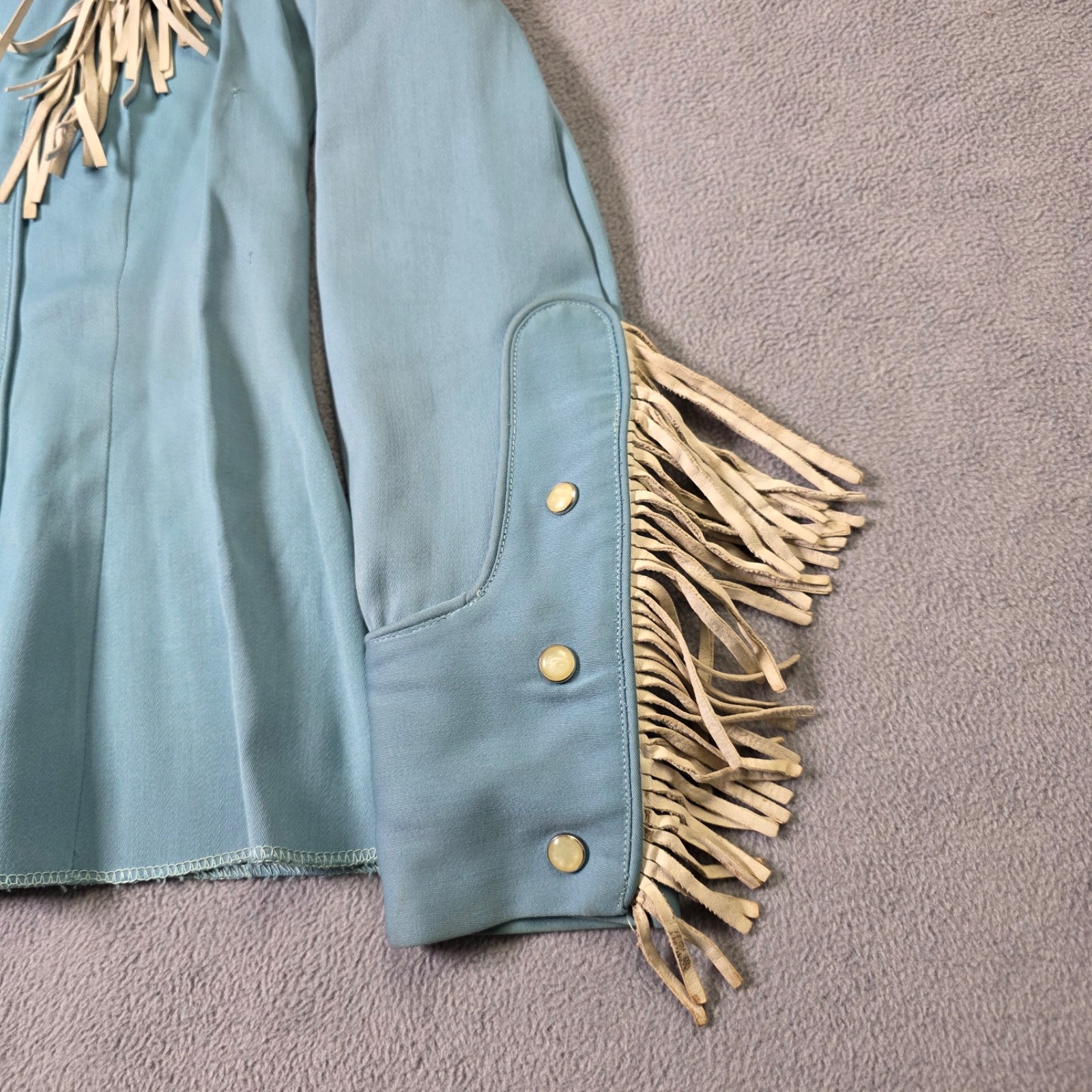 Vintage Ranch Maid Western Womens 10 Cowboy Rockabilly White Leather Fringe