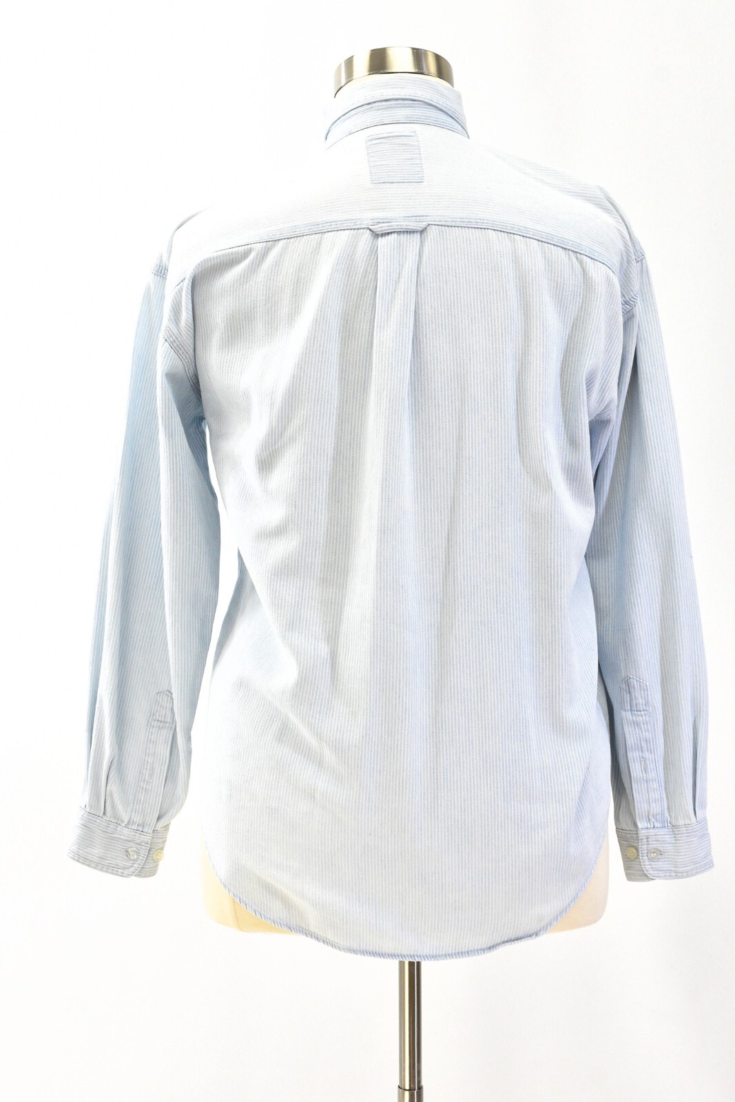 90s Vintage Blouse Top Womens M Andrews Blues White & Blue Rail Road Stripes