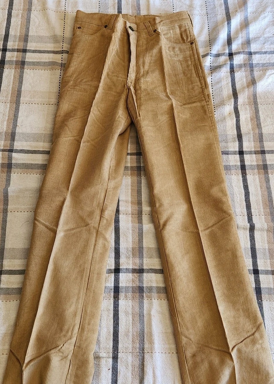 Vintage 80s French Star Tan Corduroy Jeans Waist 27 RN 51611 CA 51611